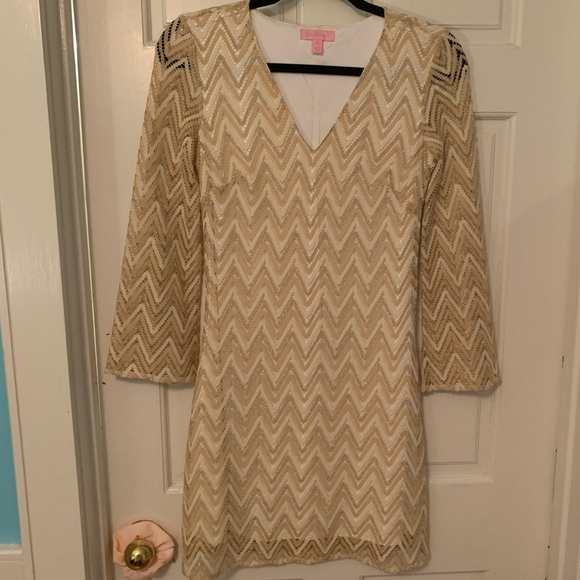 Gold Lilly Pulitzer cocktail dress - Picture 2 of 5